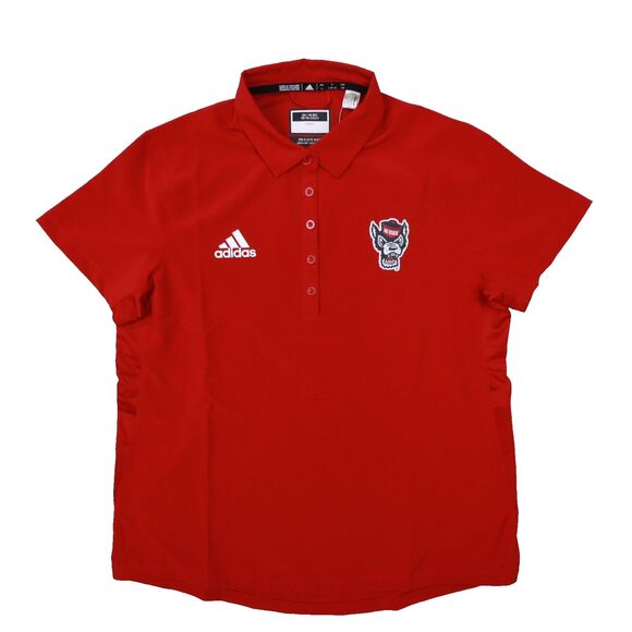 Adidas NC Sate Wolf Pack Logo Red Short Sleeve Polo Shirt size Large NWT - Picture 1 of 11